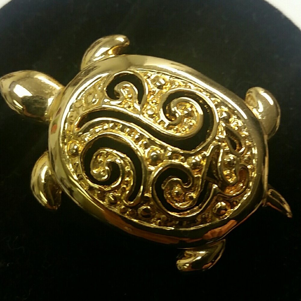 Gold tone turtle pin